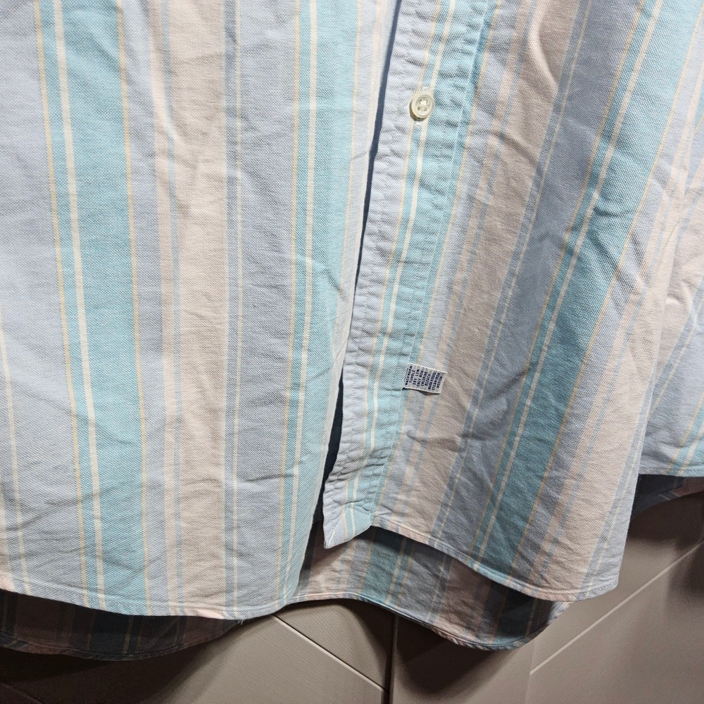 Ralph Lauren Button Down Shirt Mens 16.5-34 Blue Pink Striped Oxford Cotton - Picture 4 of 16